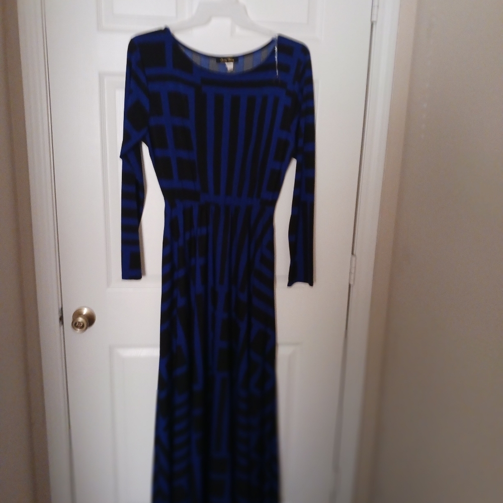 Blue and black plus size maxi dress
